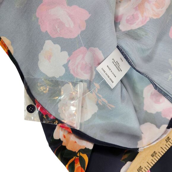 ALEXIA ADMOR Shirt Womens 8 Blue Cassidy Floral Button Long Sleeve Blouse Top - Picture 10 of 13